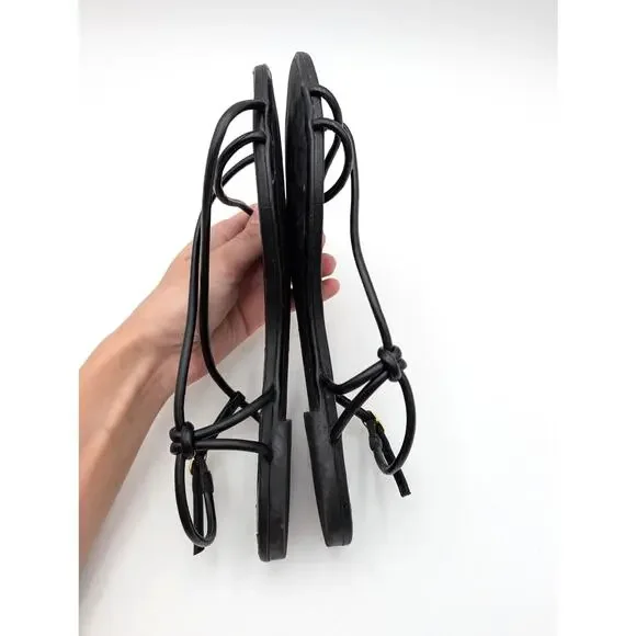 Schutz Malta Leather Strappy Flat Sandals Women's Black Size US10B EU40 - Picture 5 of 12